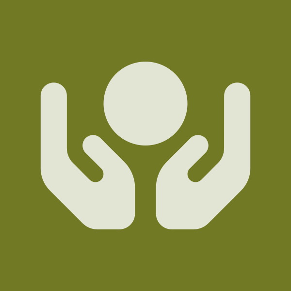 Two hands holding a sphere icon